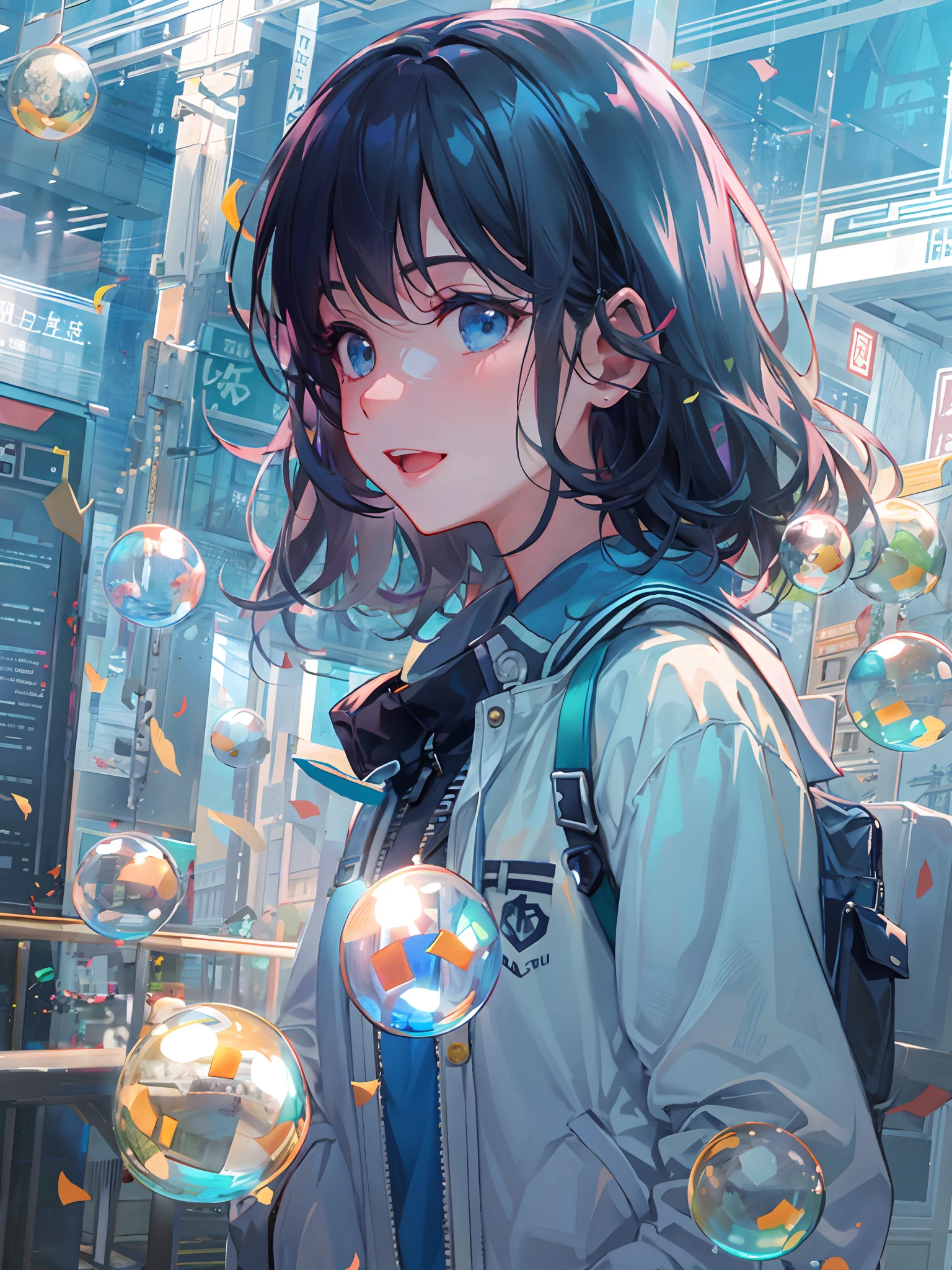 Background with、under the water、A city scape