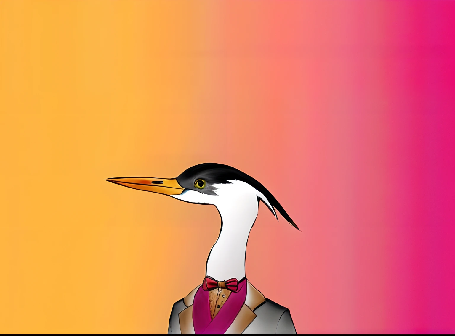 there is a bird with suit and tie, inspirado por Thomas Crane, the bird is wearing a bow tie, a surrealistic bird, anthropomorphic bird, inspirado em Charles Bird King, surrealistic bird, illustration of a duck, hegre, anthropomorphic penguin, inspirado por Dong Kingman, inspirado em Ohara Koson