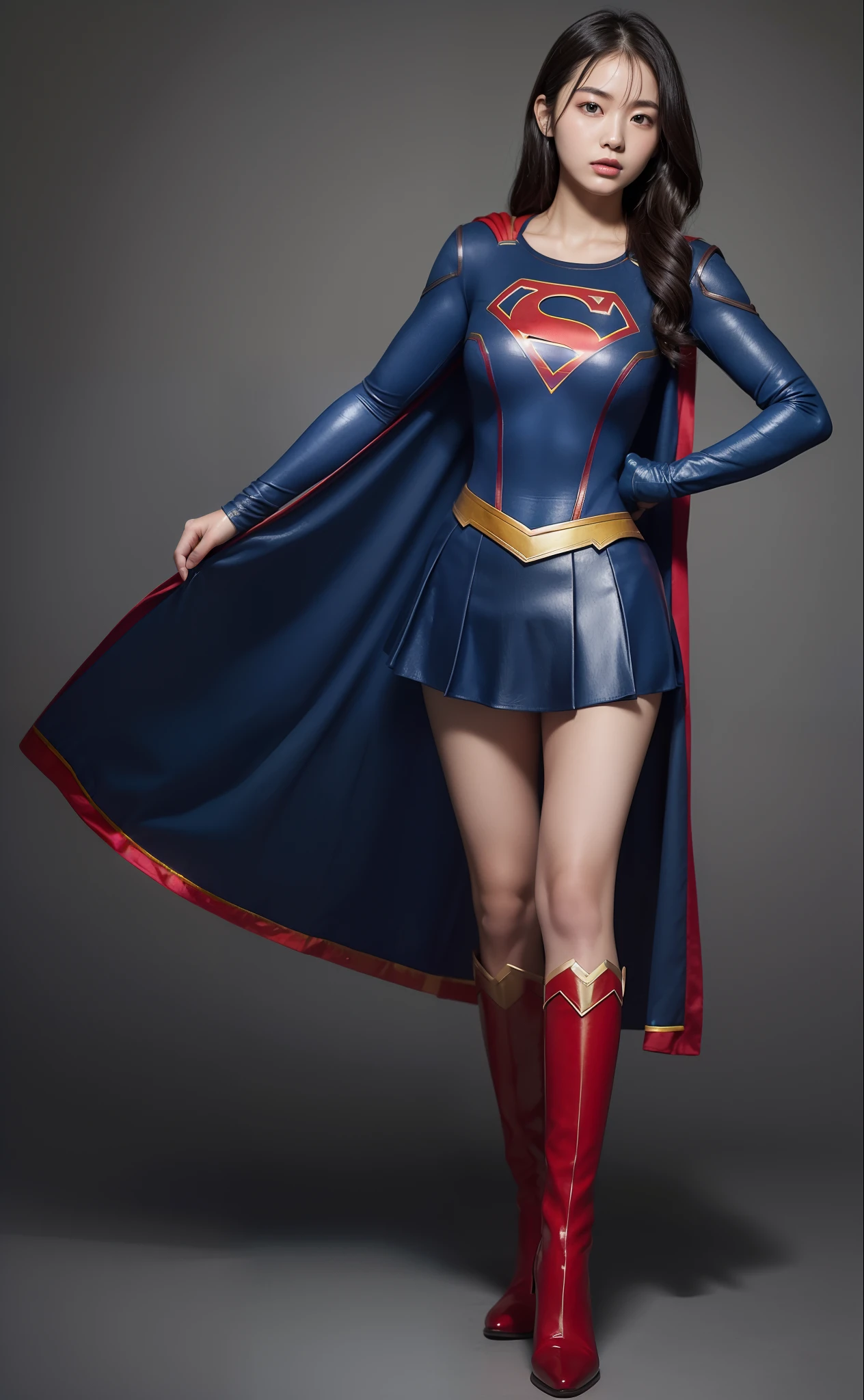 (((Make the most of the original image)))、(((Supergirl Costume)))、(((lustrous dark hair)))、(((Suffering)))、(((lying back on)))、((Stockings are torn))、((Top image quality、8K))、((top-quality、8K、​masterpiece:1.3))、Crisp focus:1.2、Beautiful woman with perfect body shape:1.4、Slender Abs:1.2、((layers-Cut、large boob:1.2))、a wet body:1.5、Highly detailed facial and skin texture、