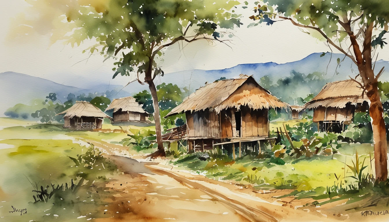 myanmar burmese village, Farm and cottage