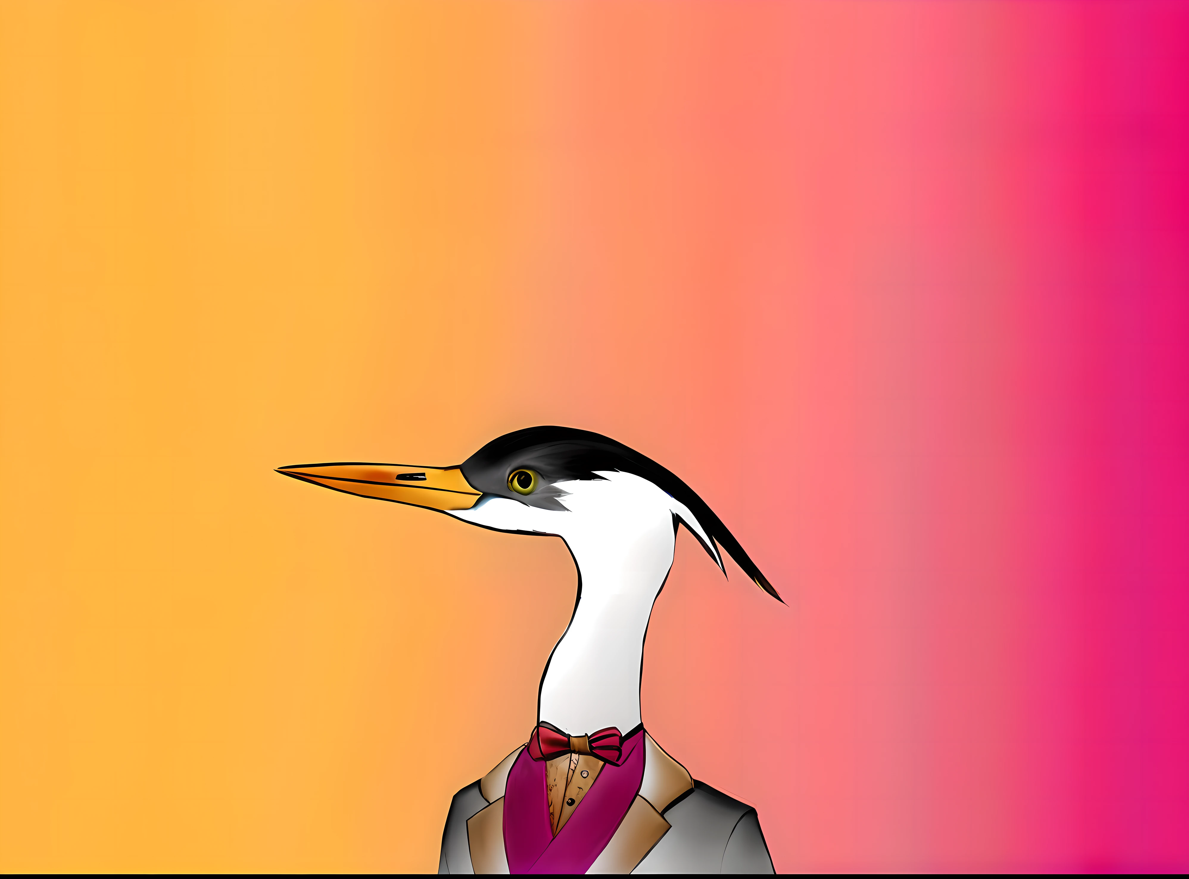 there is a bird with suit and tie, inspirado por Thomas Crane, the bird is wearing a bow tie, a surrealistic bird, anthropomorphic bird, inspirado em Charles Bird King, surrealistic bird, illustration of a duck, hegre, anthropomorphic penguin, inspirado por Dong Kingman, inspirado em Ohara Koson