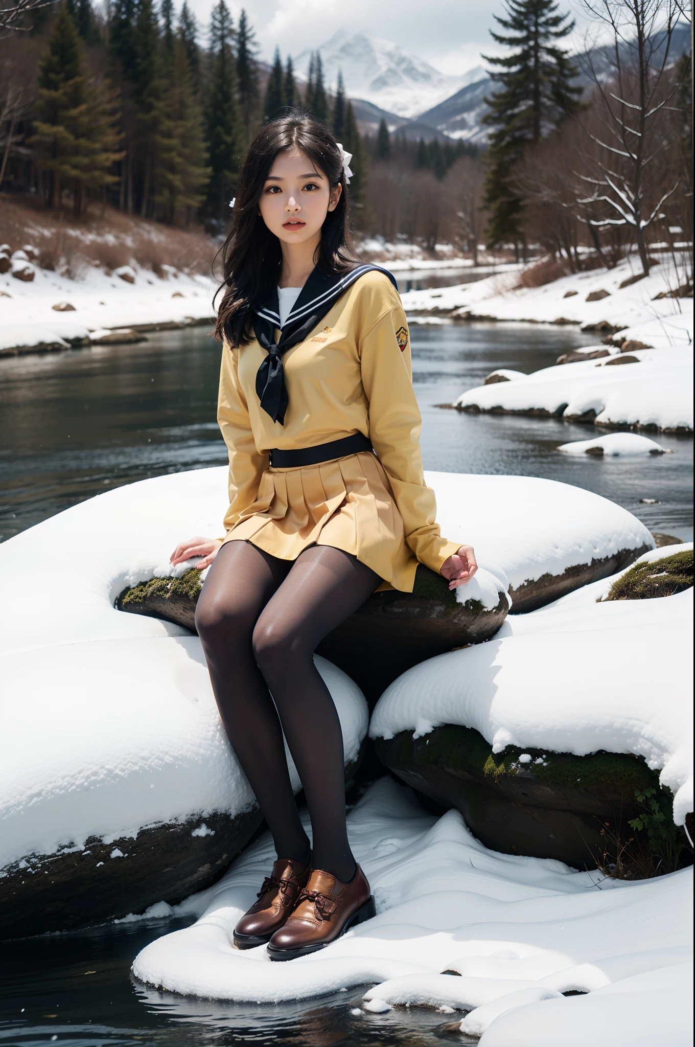 debris flies、(RAW photo:1.2)、(realistic:1.4)、ultimate beautiful girl、beautiful face、beautiful like a model、beautiful detailed girl、very detailedな目と顔、fine and beautiful eyes、that&#39;That&#39;s ridiculous、LookThat&#39;s ridiculous、信じられないほどthat&#39;That&#39;s ridiculous、huge file size、Super detailed、High resolution、very detailed、highest quality、masterpiece、(Daylight hours)、daytime scenery、(outdoors)、(snow mountain)、(snowfield)、(Blizzard)、((Military Tent))、((Military equipment))、((military vehicle))、((office lady uniform))、((gray and white military uniform))、(Military coat)、((long straight hair))、An illustration、ticker、unity、8k wallpaper、wonderful、細かいディテールのmasterpiece、highest quality、very detailedな、ticker、uniform、8k wallpaper、face light、movie lighting、23 years old、1 girl、(No panties)、((dynamic pose))、(camel toe)、(half)、(White high-leg pants)、((white pantyhose))、(sit with legs apart)