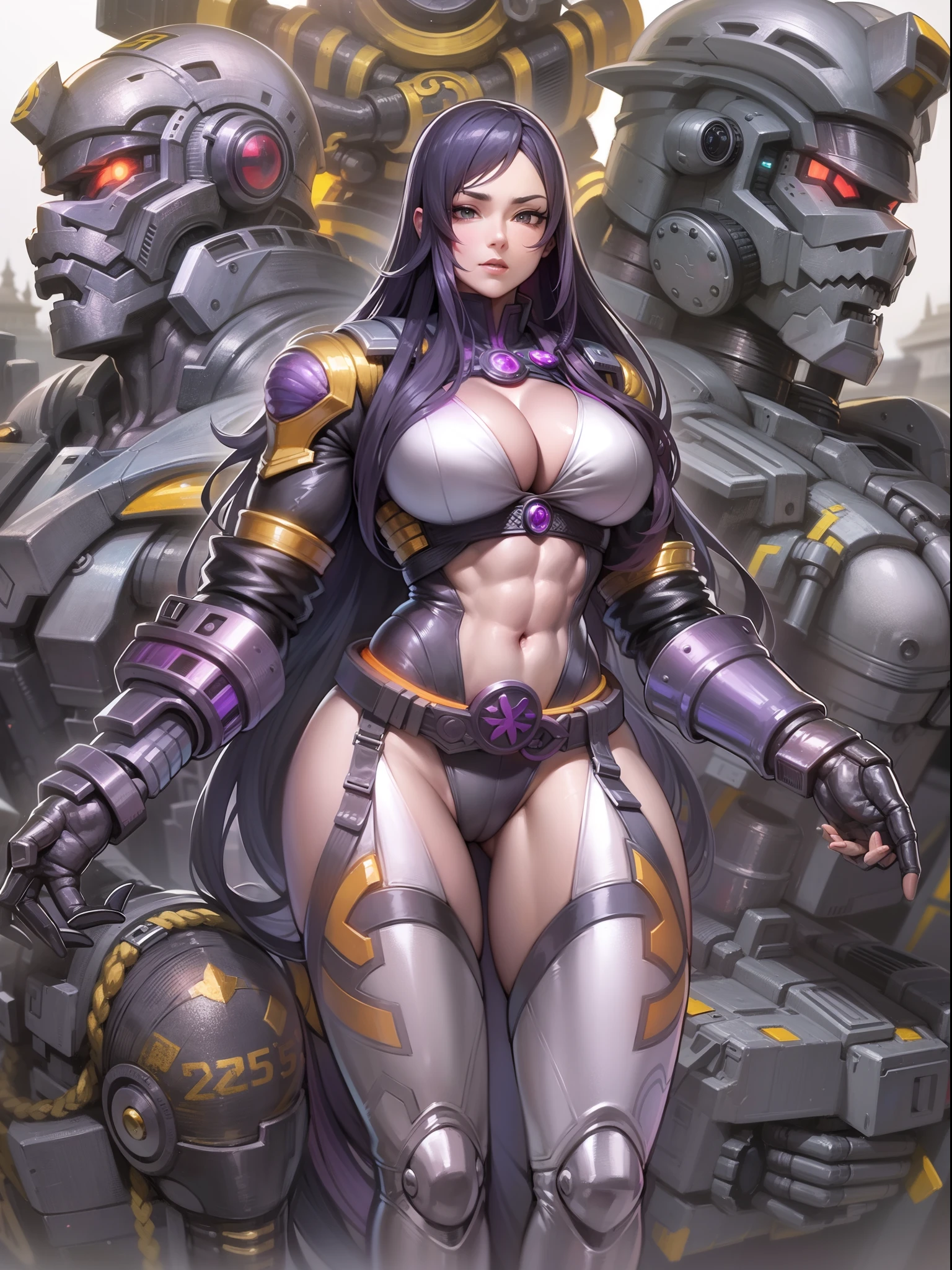 Transcendent beauty illustration、Female Officer、Muscular beauty、８K、(Super super big chest 1.5)、Muscle Murasaki Shikibu、street fighter,mechanical suits,alien hunter,