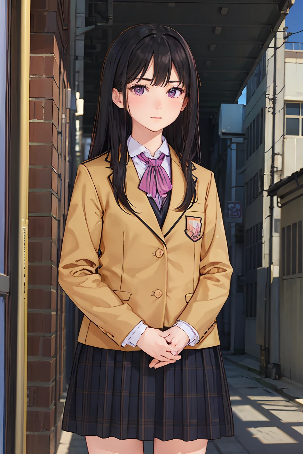 masterpiece, best quality, 1girl, nogizaka_costume, cowboy shot, thighs, beautiful girl, flowers, many small petals, garden, blue sky, looking at viewer, small waist, official art, raw photo, incredibly absurdres, facelight, dynamic lighting, cinematic lighting, ultra realistic, highres, photography, sharp focus, highest detailed, extreme detailed, ultra detailed, finely detail, extremely detailed eyes and face