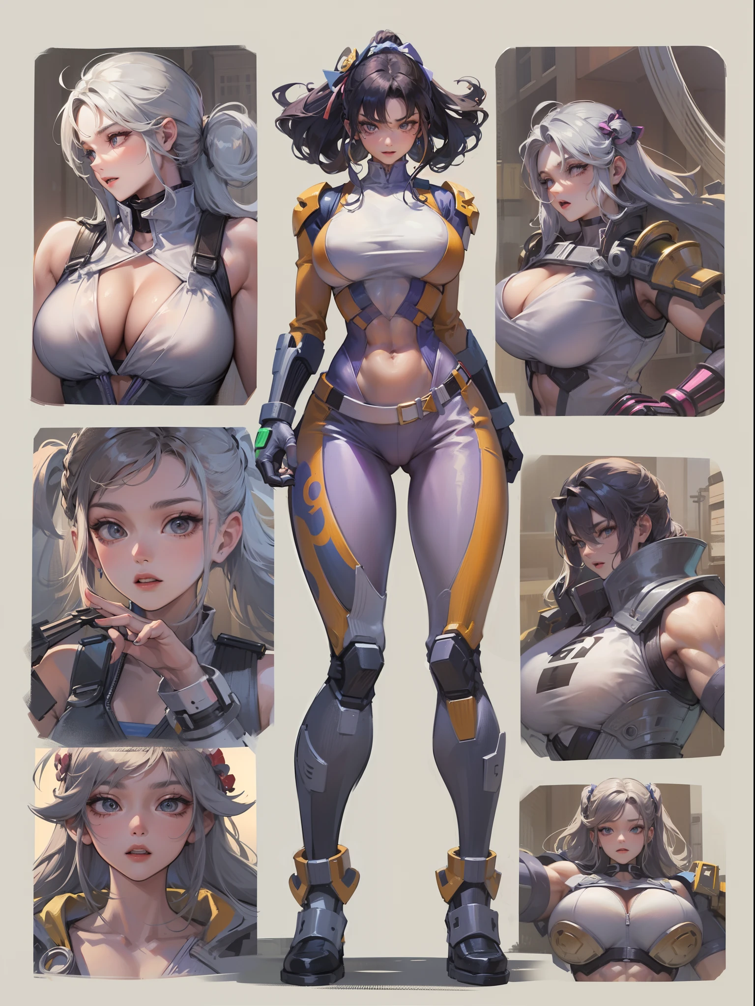 Transcendent beauty illustration、Female Officer、Muscular beauty、8K、(Super super big chest 1.5)、Muscle Murasaki Shikibu、street fighter,mechanical suits,alien hunter,