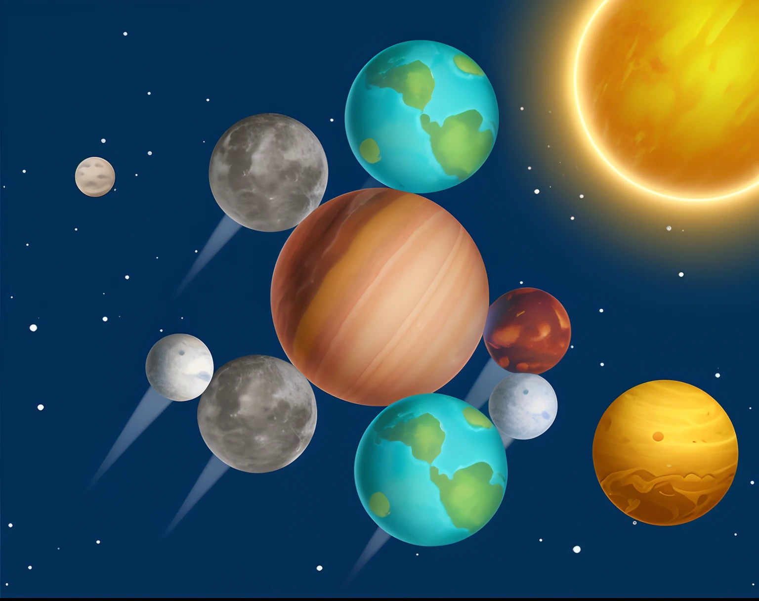 Close-up of a group of planets in the sky, planets in the background, planets behind, planets and stars, planet in the sky, Planets in orbit, planet in the sky, planetes, floating planets and moons, Planets and galaxies, planets on the background, solar system, planets orbit, large planet in background, planets and stars, stars and planets