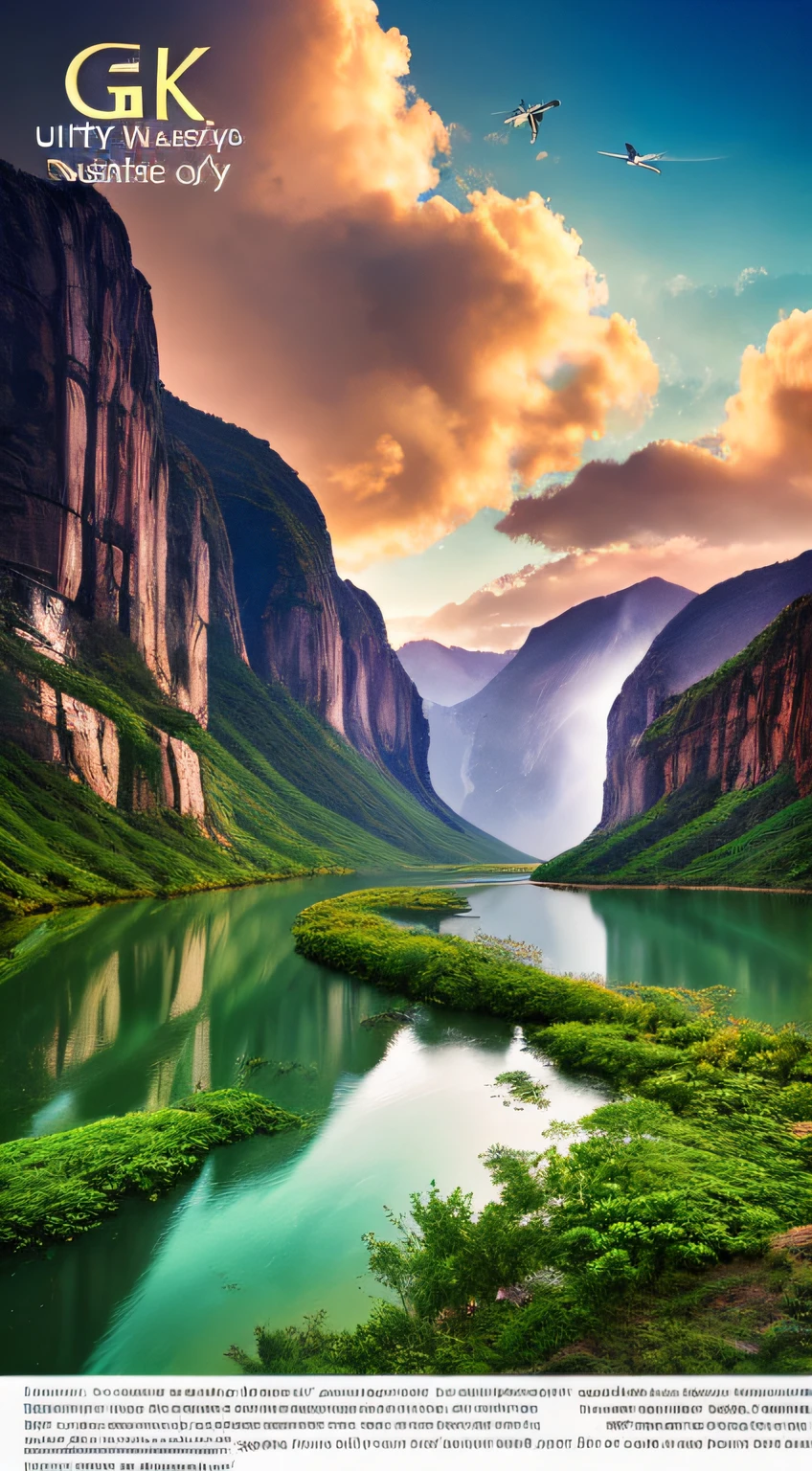 Masterpiece, ultimate quality, Cg unity 8k wallpaper, super delicate, beautiful sky and clouds, rich natural scenery, cliffs, lakes and rivers, waterfalls and flying water, beautiful green mountains, no trace of people, excellent scenery, has already won a photo contest, background Blurring, full depth of field, HDR high dynamics, true restoration, intricate, extreme details, dramatic presentation, perfectly presenting the style of midjourney art.
