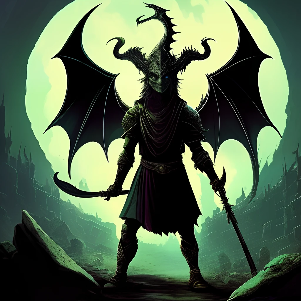 A ager covered in blood,Standing above the ruins,Hold a dragon's back spear,Step on the dead dragon god,Eyes shone red,It's like Shura