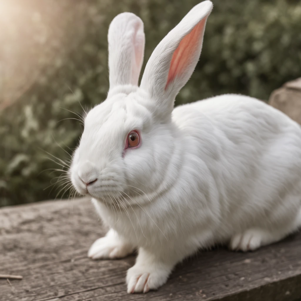 RAW Photo, DSLR BREAKclose-up, a white rabbit in a stairway to heaven, chilly nature documentary film photography BREAKdetailed, sunrays, sunlight, cinematic lighting, professional colorgraded