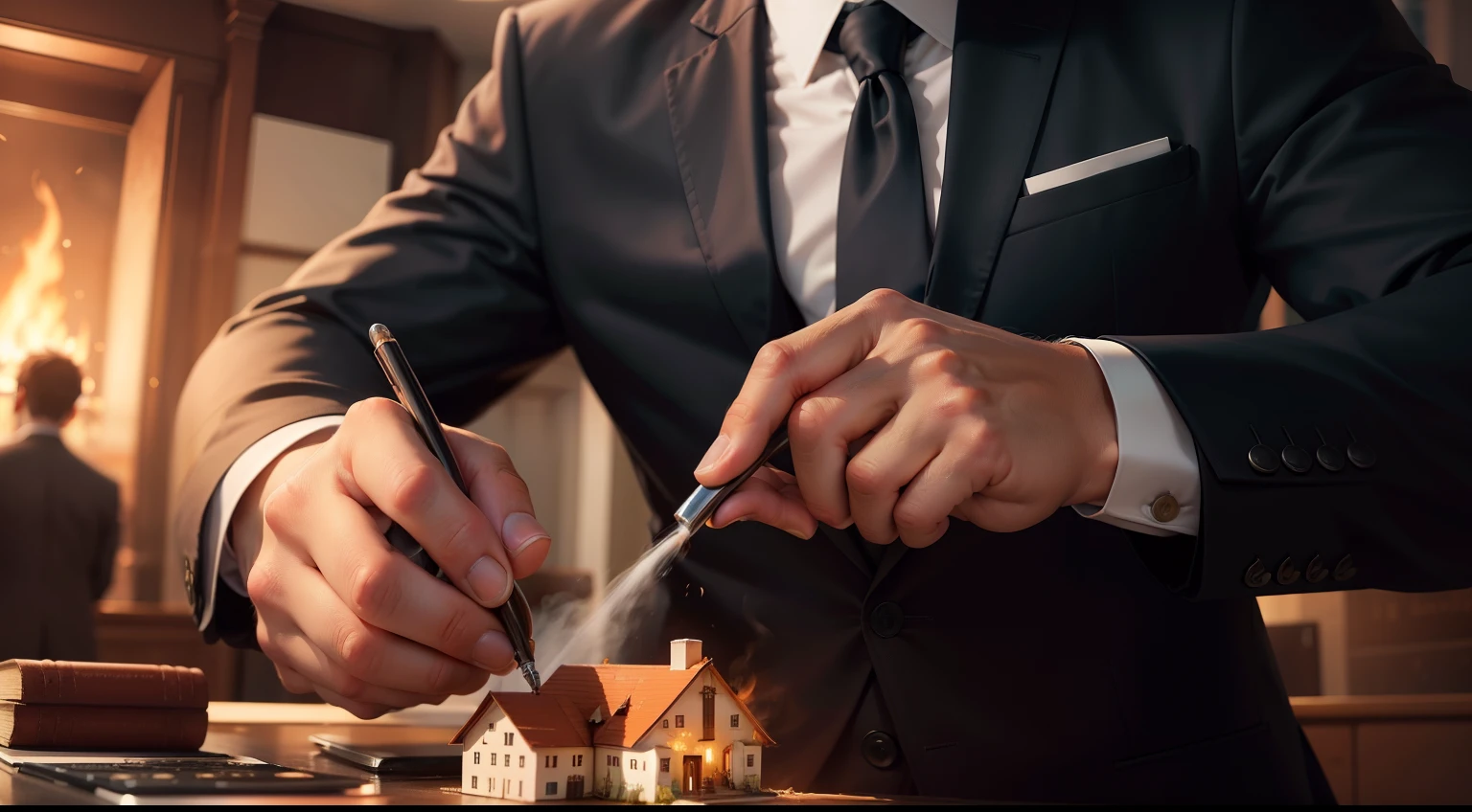 bank, fire, businessman, goverment