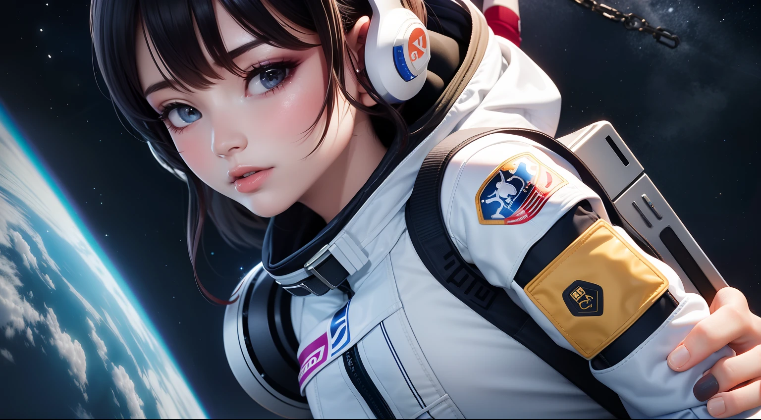 A close up of a person in a space suit with a helmet on - SeaArt AI