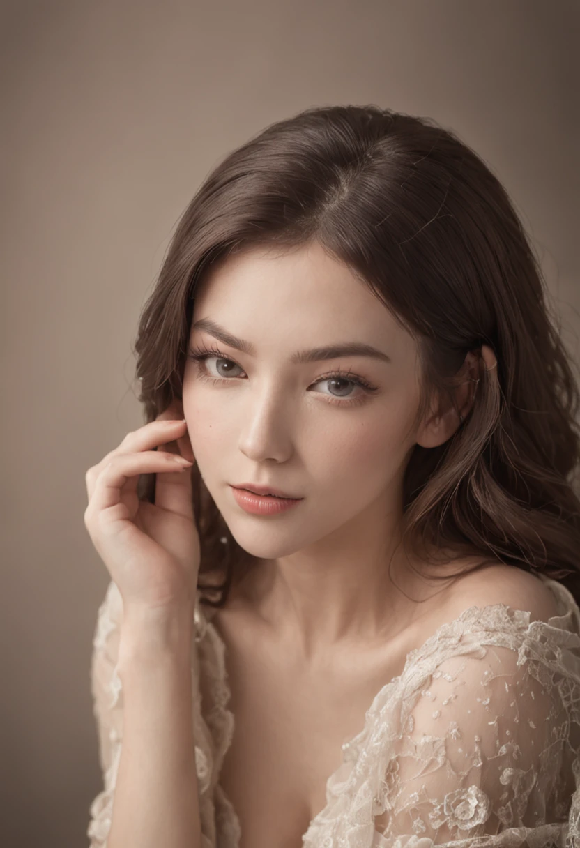 perfect lady, 20's perfect full body, string torn clothes, lewd pose and gestures, huge-breasted, detailed body, masterpiece, pinup, detailed skin, and pores. realistic creative photo