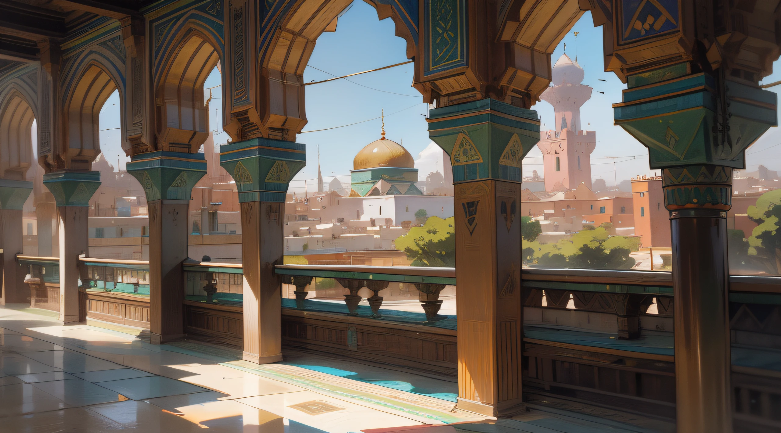 arafed building with a green roof and a green roof, moroccan mosque, with beautiful mosques, moroccan city, mosque, islamic architecture, morocco, moroccan, moorish architecture, inspired by Alberto Morrocco, beautiful image, stunning image, arabic architecture, imposing, incredibly beautiful, 3 4 5 3 1, minarets, islamic, mesmerising