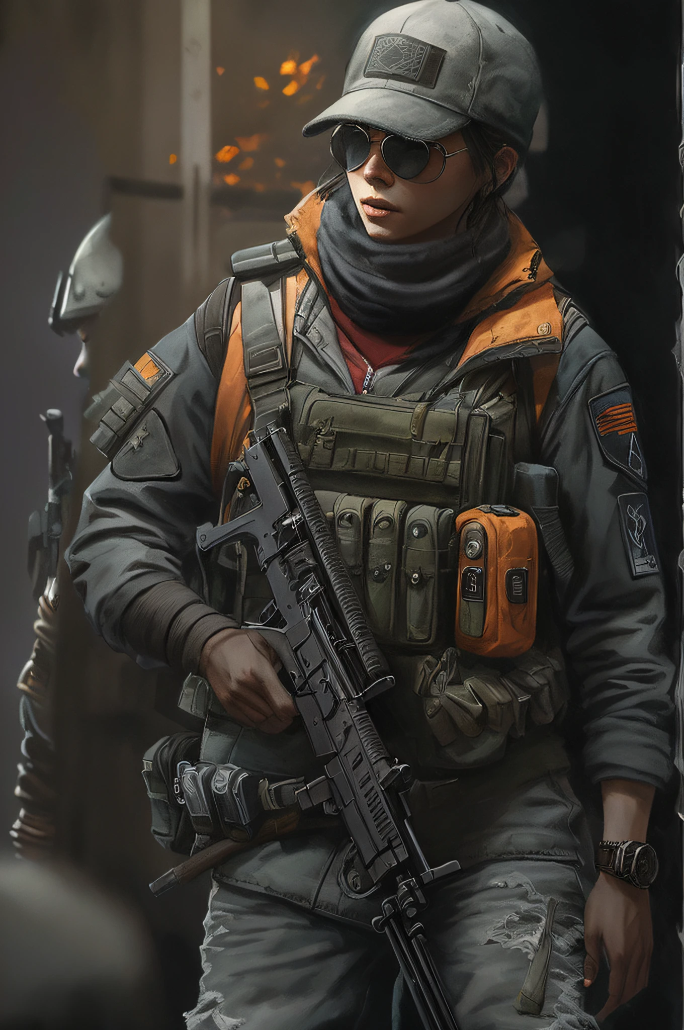 Arafeld soldiers standing in the doorway with guns and helmets, wojtek fus, expert high detail concept art, infantry girls, character art closeup, Amazing 8K character concept art, alexandra fomina artstation, highly detailed exquisite fanart, detailed game art illustration, Detailed 4K concept art, character splash art, ultra detailed game art, fps game concept art