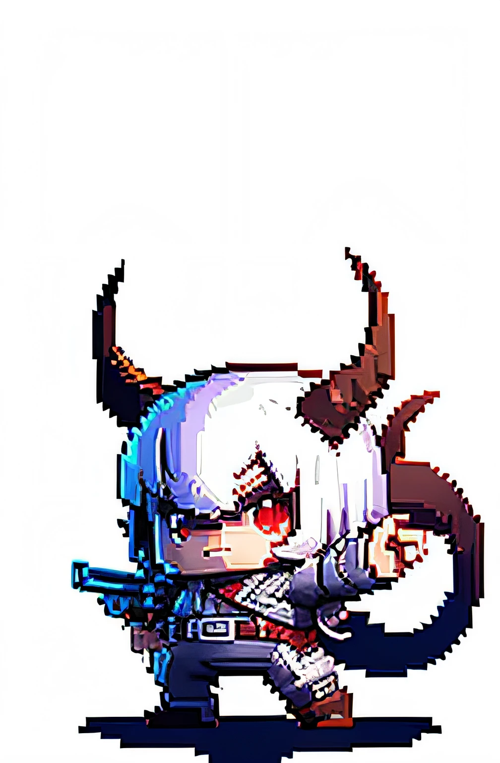 (solo,full body,standing,pixelart,chibi),(White background:1.4),( Clear lines, High sharpness,Best quality, Very detailed, Masterpiece, anime ),( The Devil)