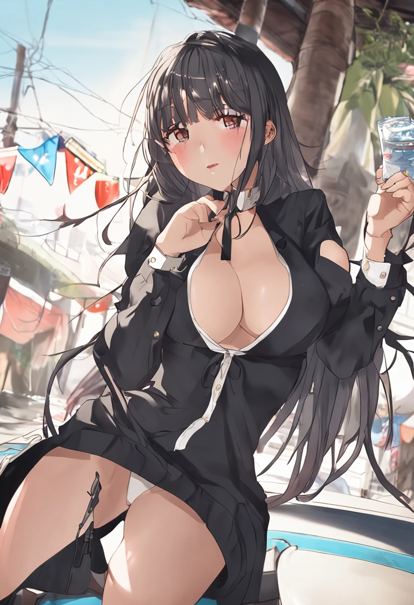 1 girl, idol jav, mikami yua. sexy, exposing the knob, Suggestive, big breasts, sexual cravings, black bikini, succulent white skin, aphrodisiac, craving