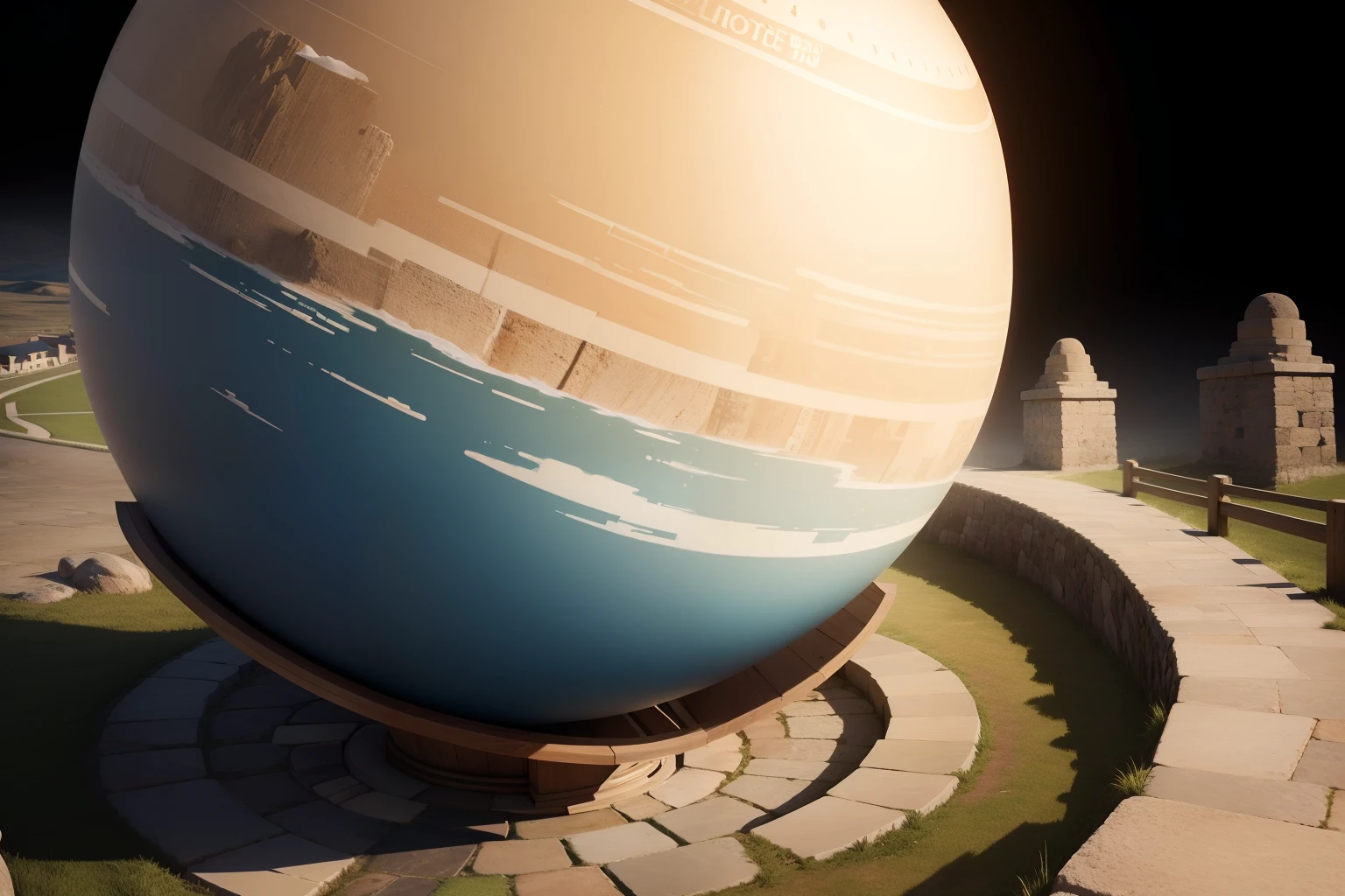 High quality, Globe made of stone、animations, landscape