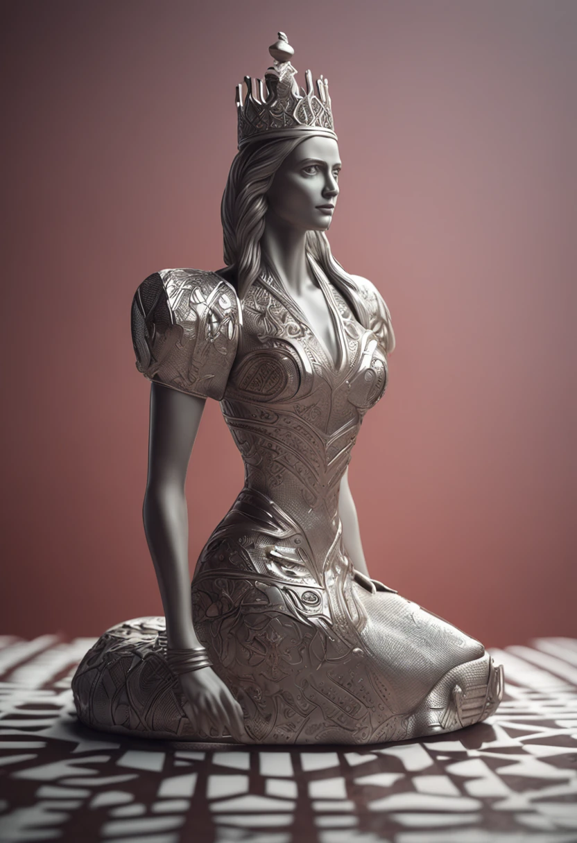 a stunning photograph female chess piece, 3D-rendering, octan render, intrinsecamente detalhado, cocar decorativo em filigrana, cinemactic, trending on ArtStation