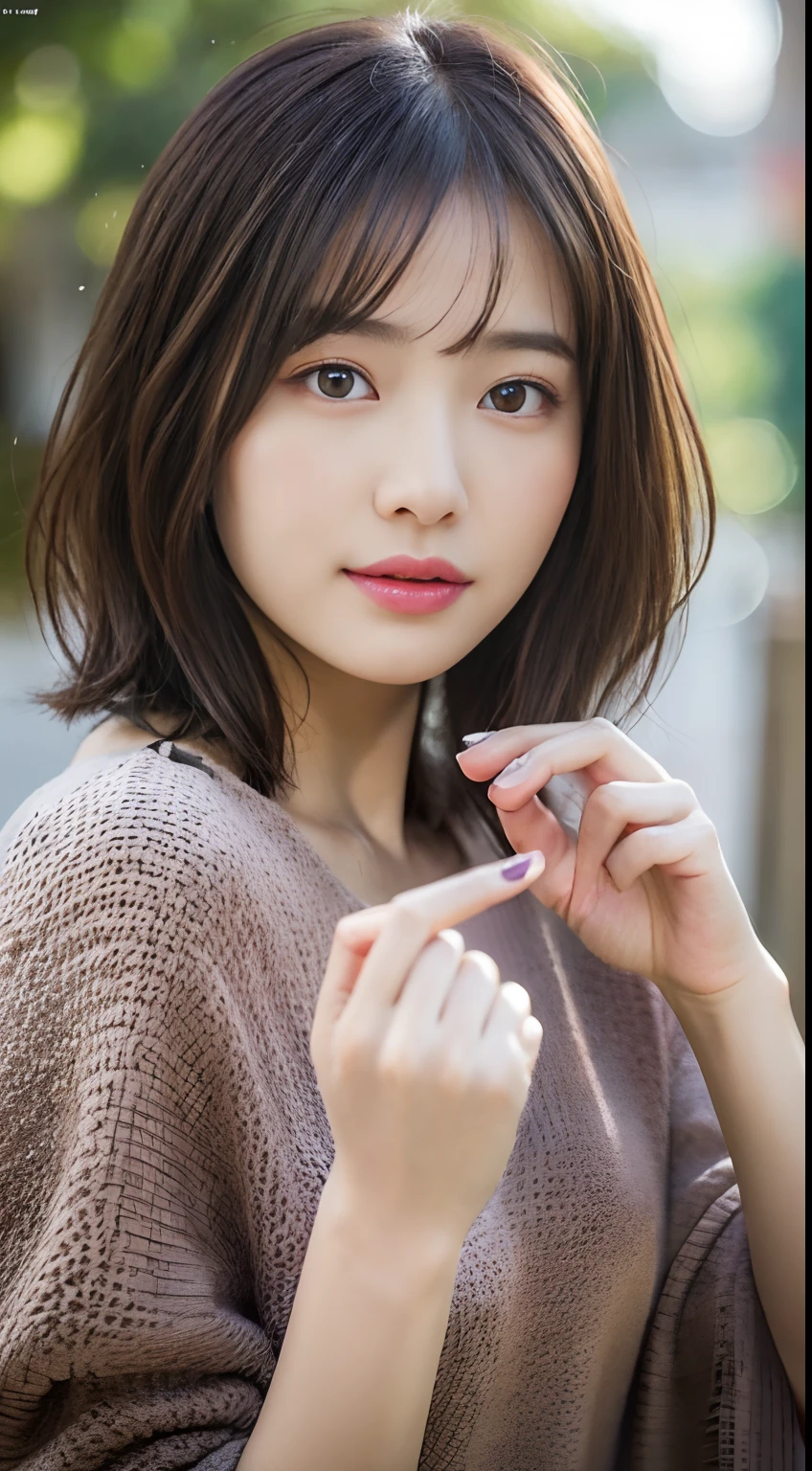 (8KRaw photography、top-quality、masuter piece:1.2)、ultra-detailliert、ultra res、(realisitic、rialistic photo:1.37)、portlate、high-definition RAW color photography、Professional Photography、highly detailed and beautiful、ighly detailed、8KImage wallpaper、amazing detailed、huge filesize、Official art、Highly detailed CG Unity 8KWallpapers of、highly detailed beautiful girl、extra detailed face、extremely detailed eye、highlydetailed skin、extremely detailed fingers、highly detailed nose、very detailed detailed mouth、Perfect Anatomy、细致背景、女の子1人、(20:1.2)、10 generations、Cute little girl s、Realistic body、de pele branca、glistning skin、Handsome body、A dark-haired、kawaii、kawaii faces、Lifelike face、Delicate eyes、Sauce order、Looking at the camera、smil、short-hair