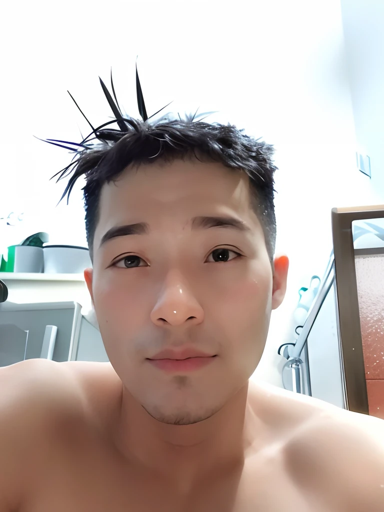 arafed man with a mohawk on his head sitting in a bathroom, 2 7 years old, 2 8 years old, 2 9 years old, 3 2 years old, (38 years old), 38 years old, 3 6 years old, 3 5 years old, 35 years old, 4 0 years old man, 2 3 years old