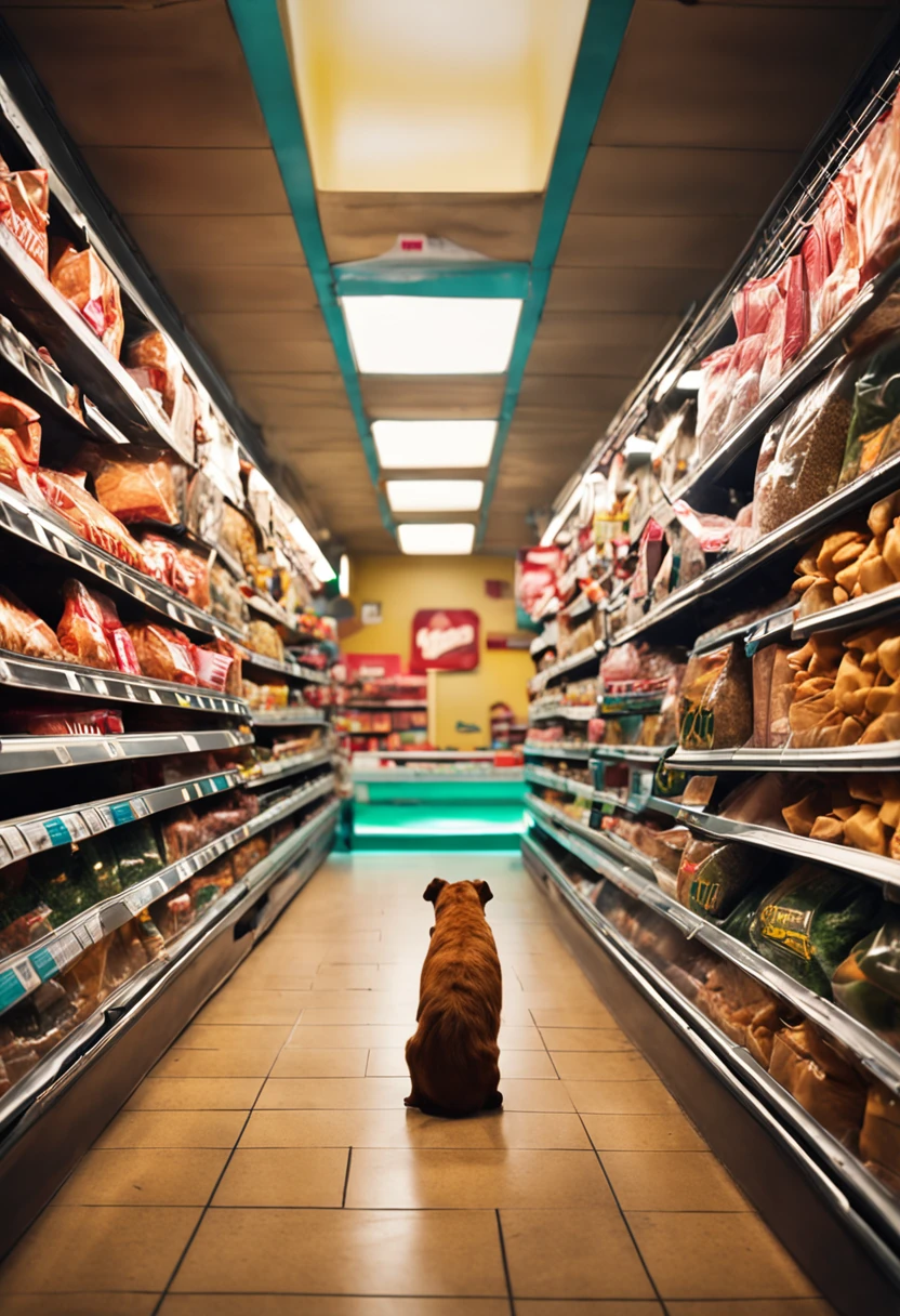 a giant feed package inside a pet store