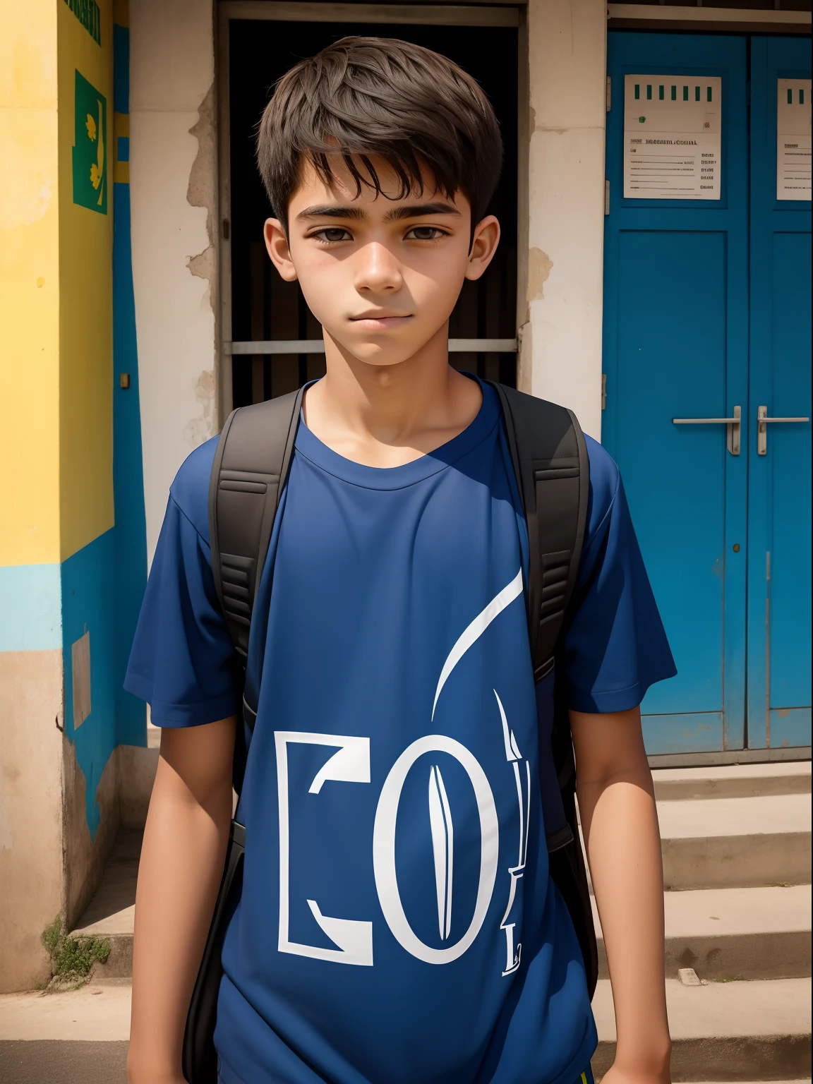 Indian boy looking in sky from behind