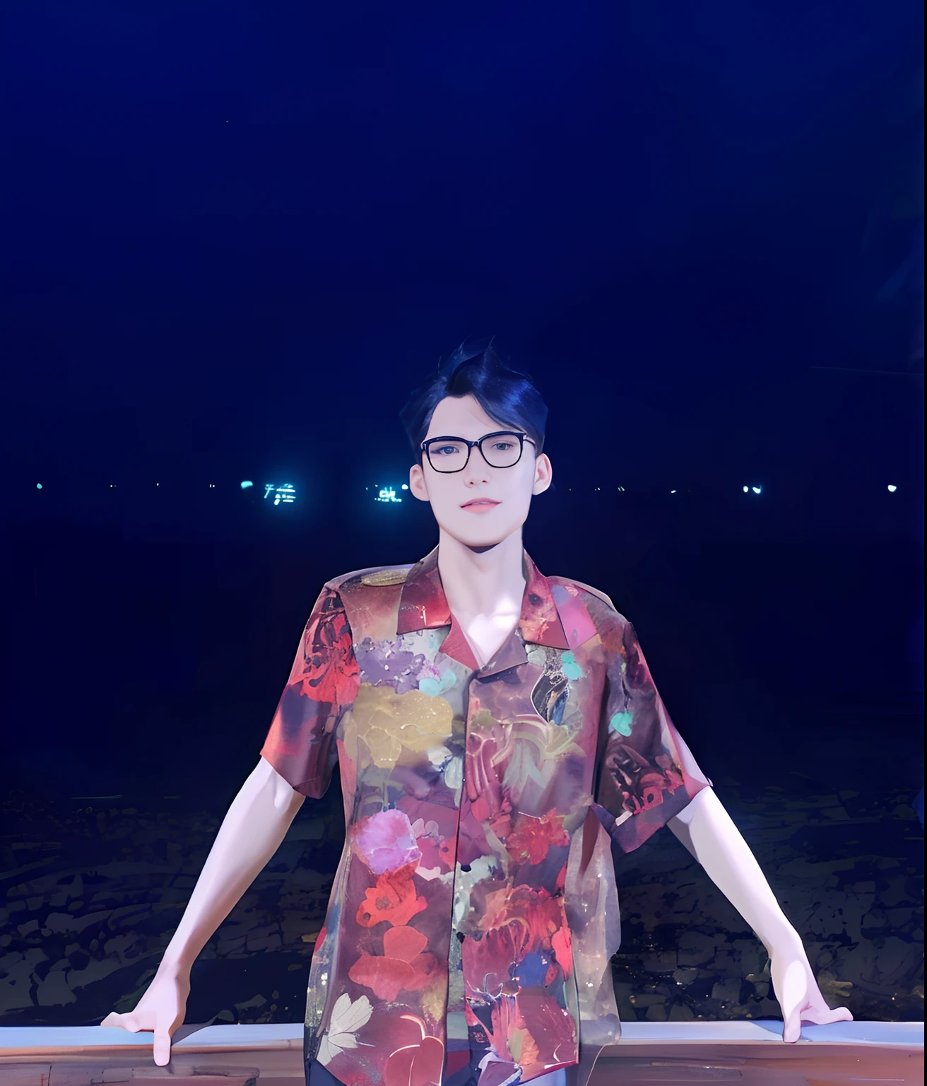 A young and handsome man standing next to a heated argument, mediating with a gentle smile, tense atmosphere, ,in the style of the stars art group xing xing, 32k, best quality, masterpiece, super detail, high details,