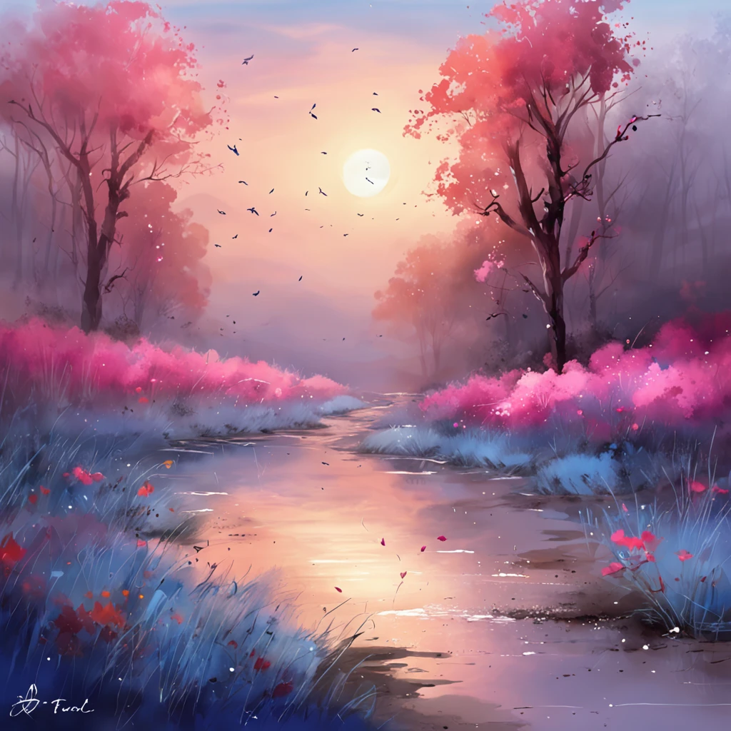 Thick fog on the ground, Unreal Engine 5, Cinematic, splash, blue and pink