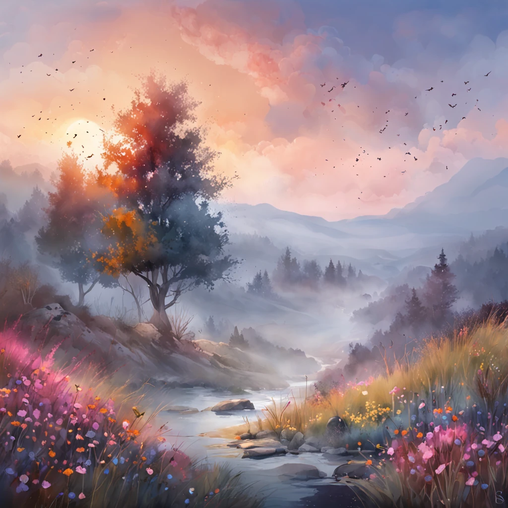 Thick fog on the ground, Unreal Engine 5, Cinematic, splash, blue and pink