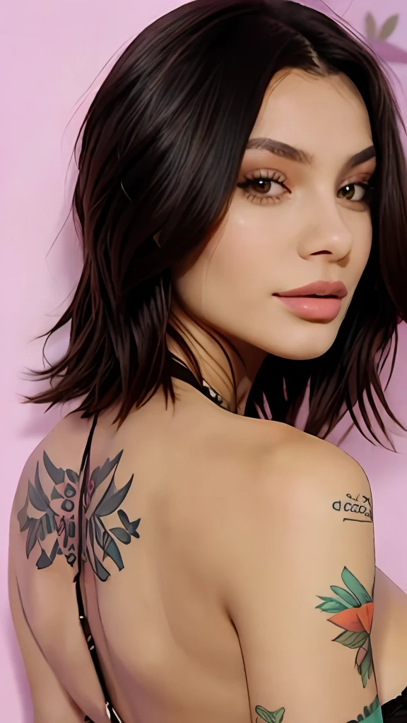 Mulher do cabelo loiro com tatuagem