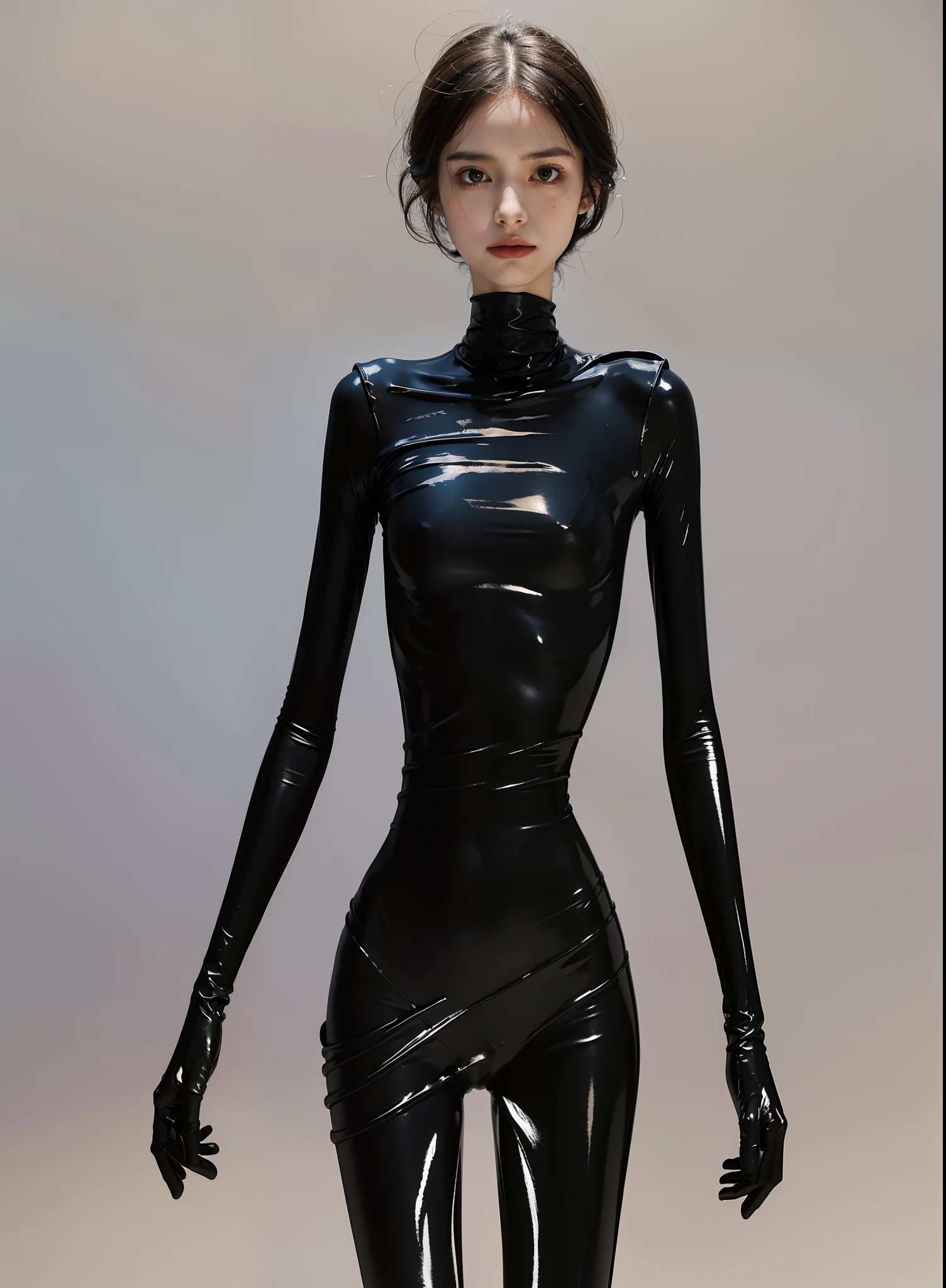 Plastic clothing,tightsuit,the ribs,innominate bone,pelvic bone,emaciated,slenderness,femele,As thin as a whipping post