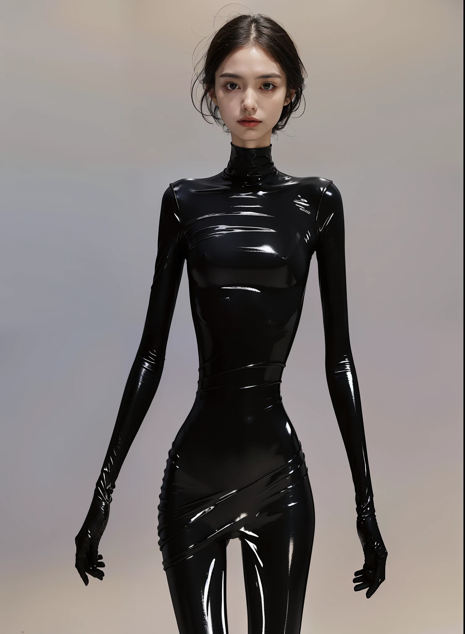Plastic clothing,tightsuit,the ribs,innominate bone,pelvic bone,emaciated,slenderness,femele,As thin as a whipping post