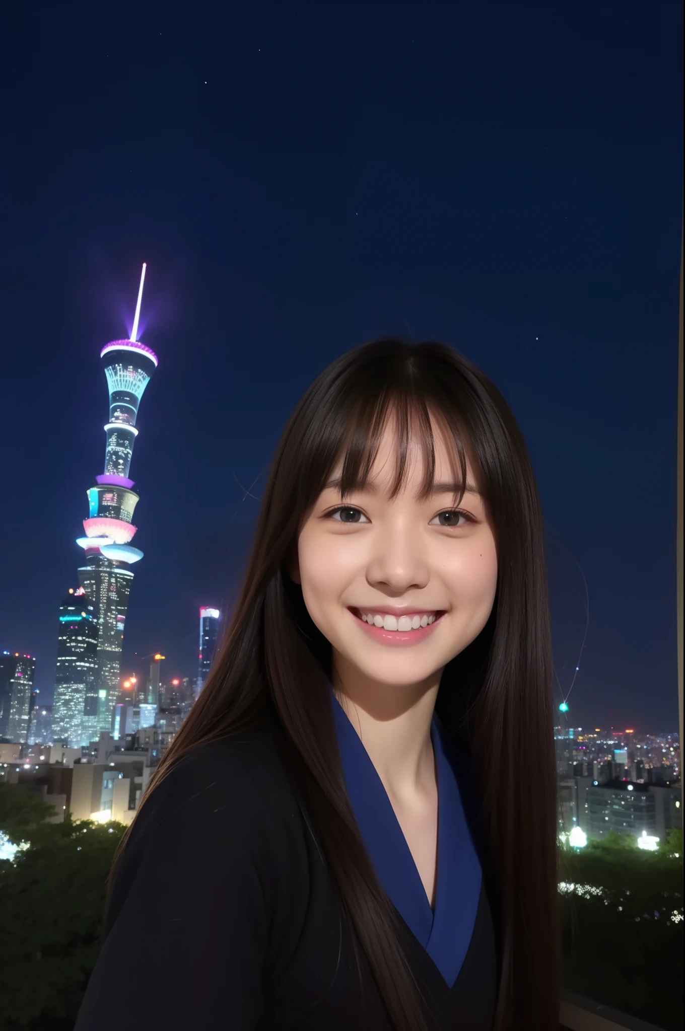 A smile、hi-school girl、校服、stele、Tokyo Skytree、Aurora