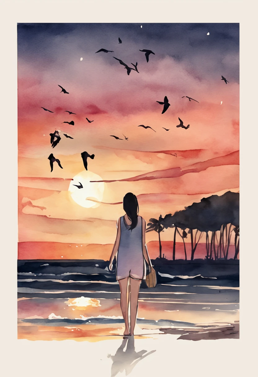 a girl are walking on the beach holding hands and holding a frisbee, burning scene in the background, dark. no text, the most beautiful scene, movie frame still, rotoscoped, with a spooky filter applied, 2d, 2 d, fires glow lonely, movie still frame, in this ominous scene, on a beach, tumblr, gif, very realistic film still