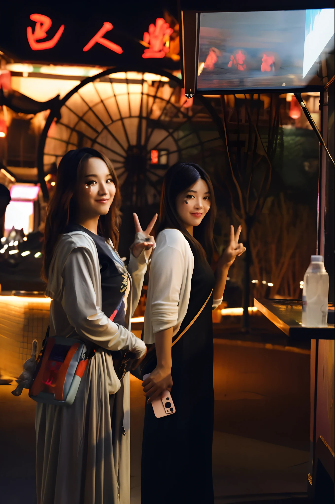 They stand in front of food trucks at night, Photo taken with Nikon D 7 5 0, Photo taken with Nikon D750, shot with canon eoa 6 d mark ii, Ruan Jia and Fenghua Zhong, ayami kojima and lyde caldwell, photoshoot, yoshitomo nara and aya takano