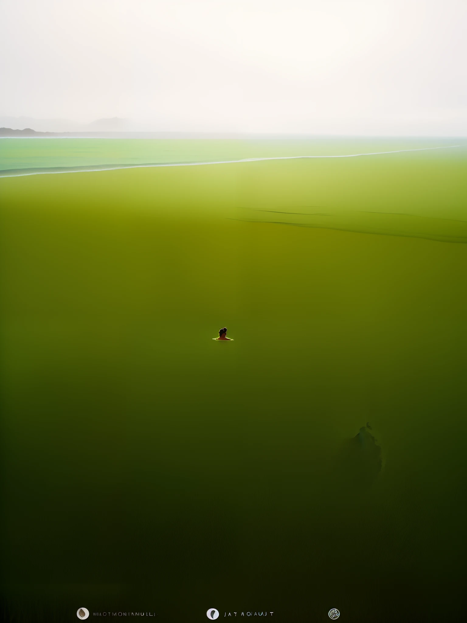 there is a naked woman standing on a patch of grass by the water, an album cover inspired by Ren Hang, tumblr, land art, in style of ren hang, ryan mcginley, with seaweed, alexandra fomina, petra collins, near the sea, julia sarda, body draped in moss, rinko kawauchi, calude monet style