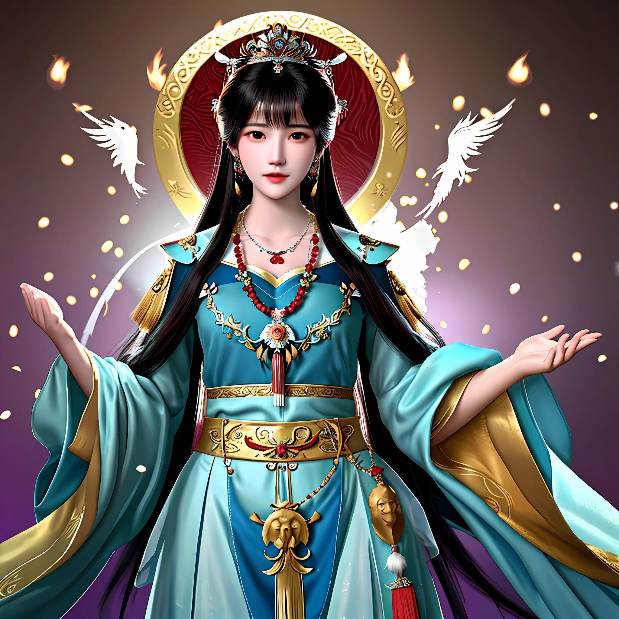 a close up of a woman with a necklace on her neck, ruan jia beautiful!, young wan angel, heise-lian yan fang, queen of the sea mu yanling, yun ling, chinese princess, sha xi, a young woman as genghis khan, xue han, young cute wan asian face, yan, with very thin lips