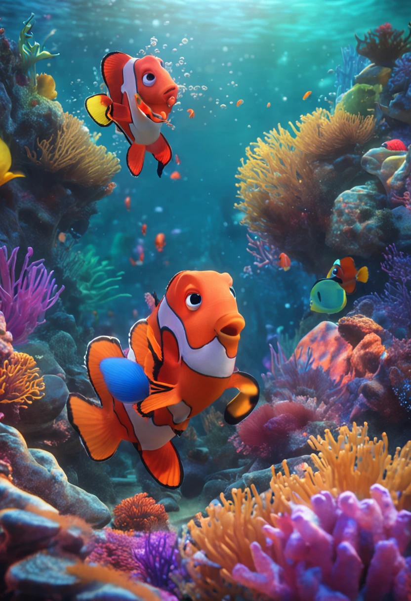 movie picture quality,style of disney animation,Disney animated films,ocean floor,The corals,Colorful,The stocky bearded uncle swims in the sea on a giant koi,short detailed hair,closeup cleavage,The barefoot,depth of fields,high light,Real light,Ray traching,oc rendered,Hyper-realistic,best qualtiy,8K,Works of masters,super-fine,Detailed pubic hair,Correct anatomy,sharp focus on eyes,Bokeh,Facial features are carefully depicted,looking at me