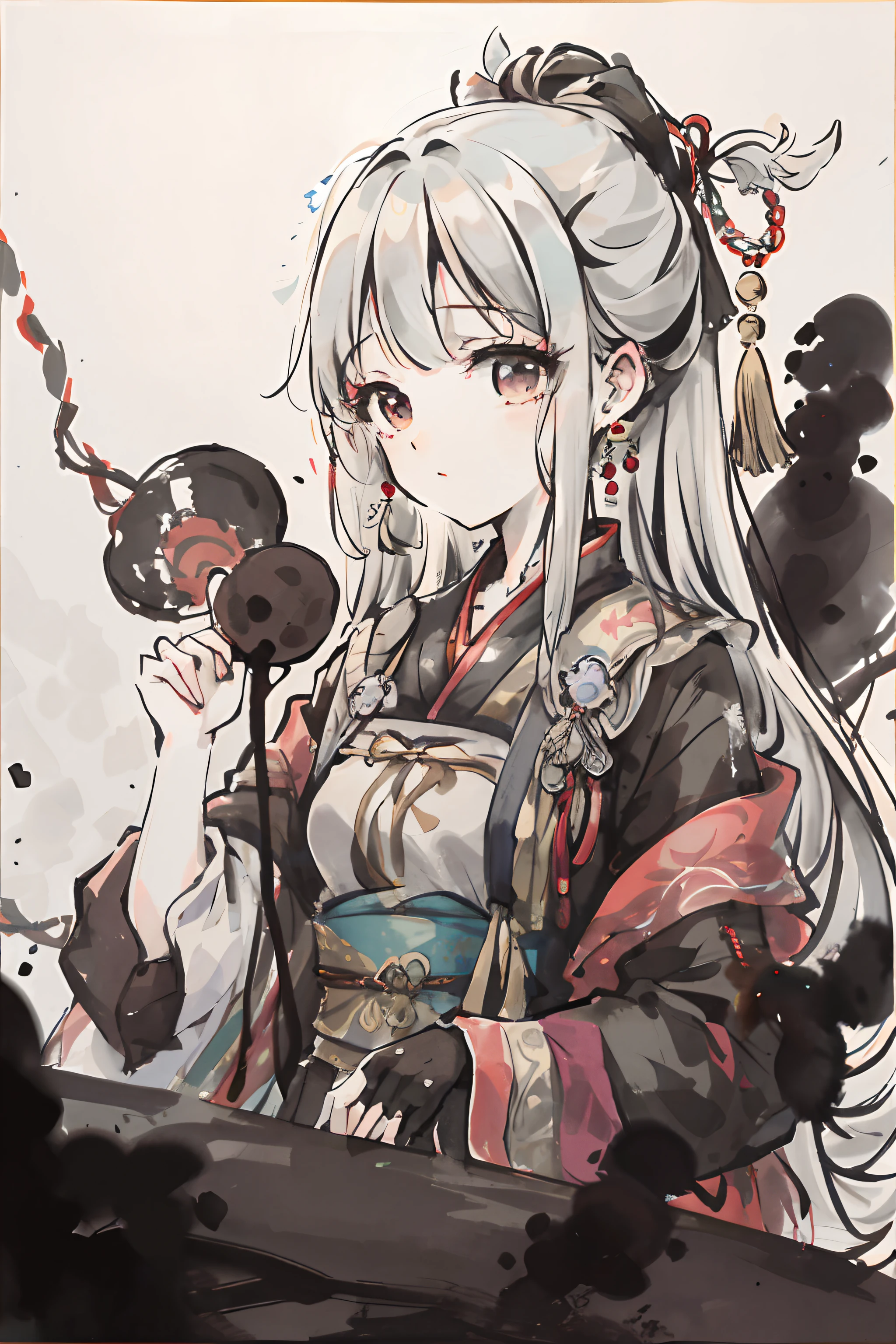 (Masterpiece, best quality: 1.2), traditional Chinese ink painting, a girl