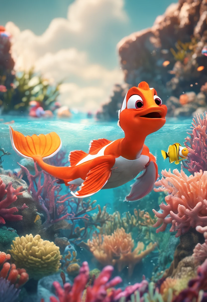 movie picture quality,style of disney animation,Disney animated films,ocean floor,The corals,Fat toot very short, bearded uncle swims in the sea on a huge koi,short detailed hair,closeup cleavage,The barefoot,depth of fields,high light,Real light,Ray traching,oc rendered,Hyper-realistic,best qualtiy,8K,Works of masters,super-fine,Detailed pubic hair,Correct anatomy,sharp focus on eyes,Bokeh,Facial features are carefully depicted,looking at me