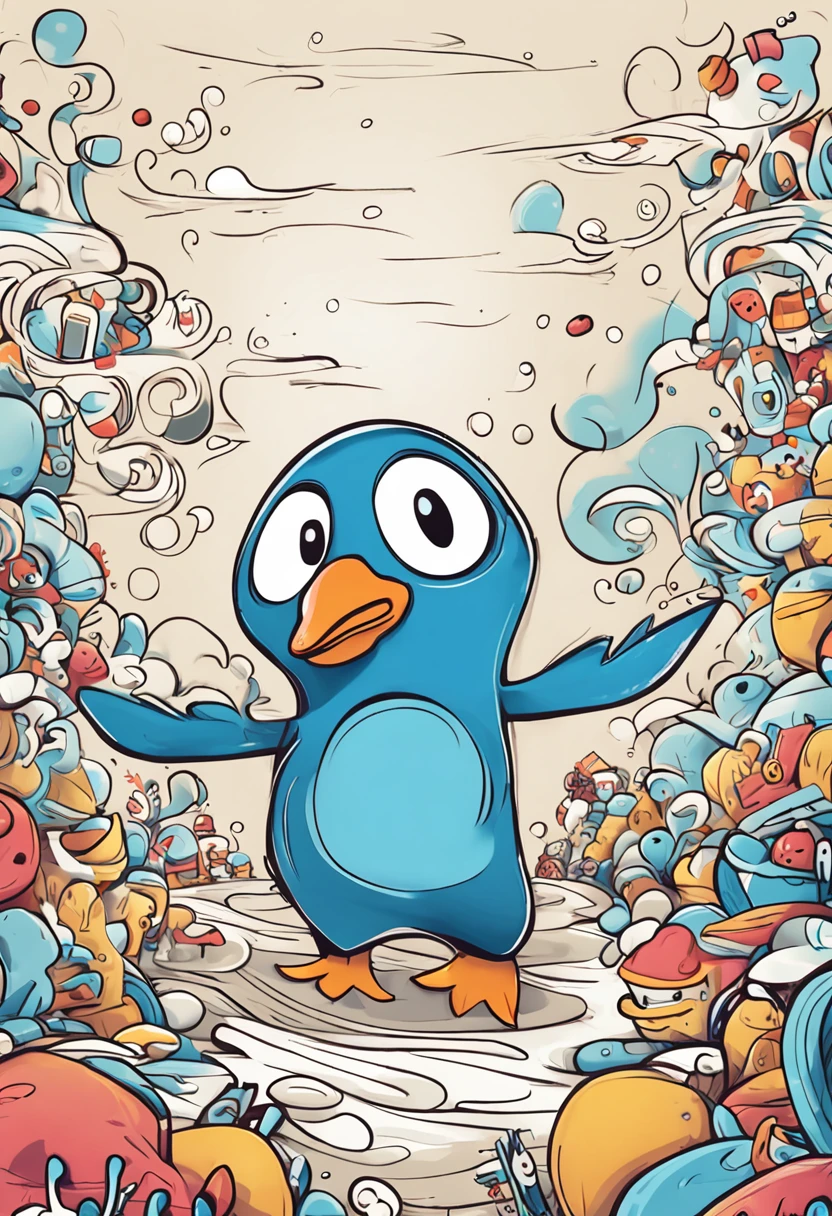 Cartoon penguin with tentacle and blue shirt, Vector art by Ludovit Fulla., deviantart, furry art, cute detailed digital art, cute digital art, cute cartoon character, adorable digital painting, Human Penguin, Cute illustration, penguin, Penguin Z0, penguin, Fluffy, Cute characters, kawaii, Lovely creatures, cute artwork, Fluffy''