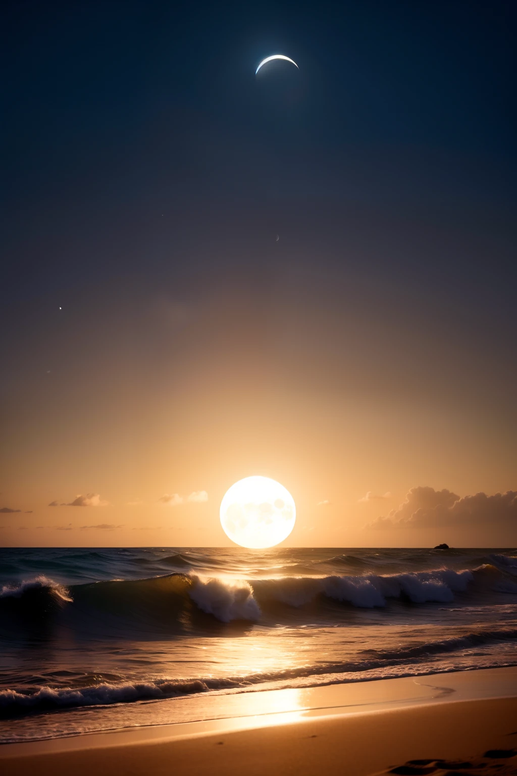 The Moon dissolving into spinning sand, volumetric dust, Lua a desfazer se em areia, Cinematic lighting, fechar retrato