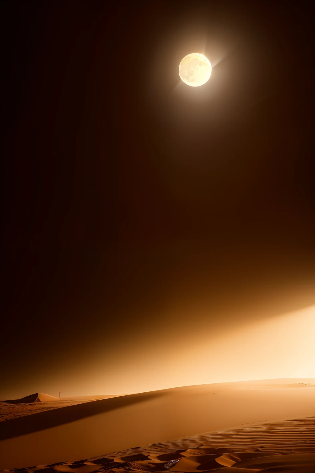 The Moon dissolving into spinning sand, volumetric dust, Lua a desfazer se em areia, Cinematic lighting, fechar retrato