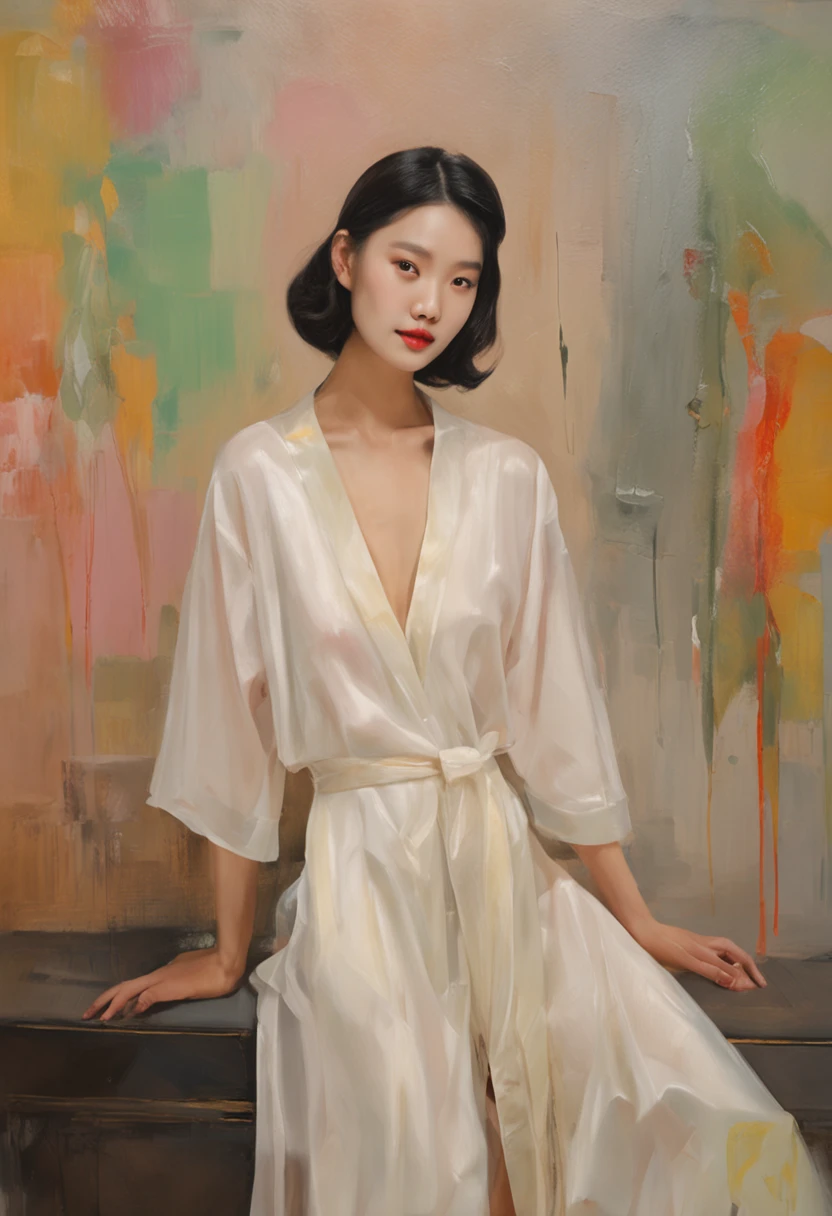 A smile、Royal Sister, gentle、bath robe、sandals、profesional lighting、Night Pool、(top-quality)、(Masterpiece)、20yr old、D-cups、ellegance、Korean female1One guy、(Best quality)、(8K)、Whitening skin、Very delicate and delicate skin texture、Snow-whiteskin、Delicate long hair、Cute