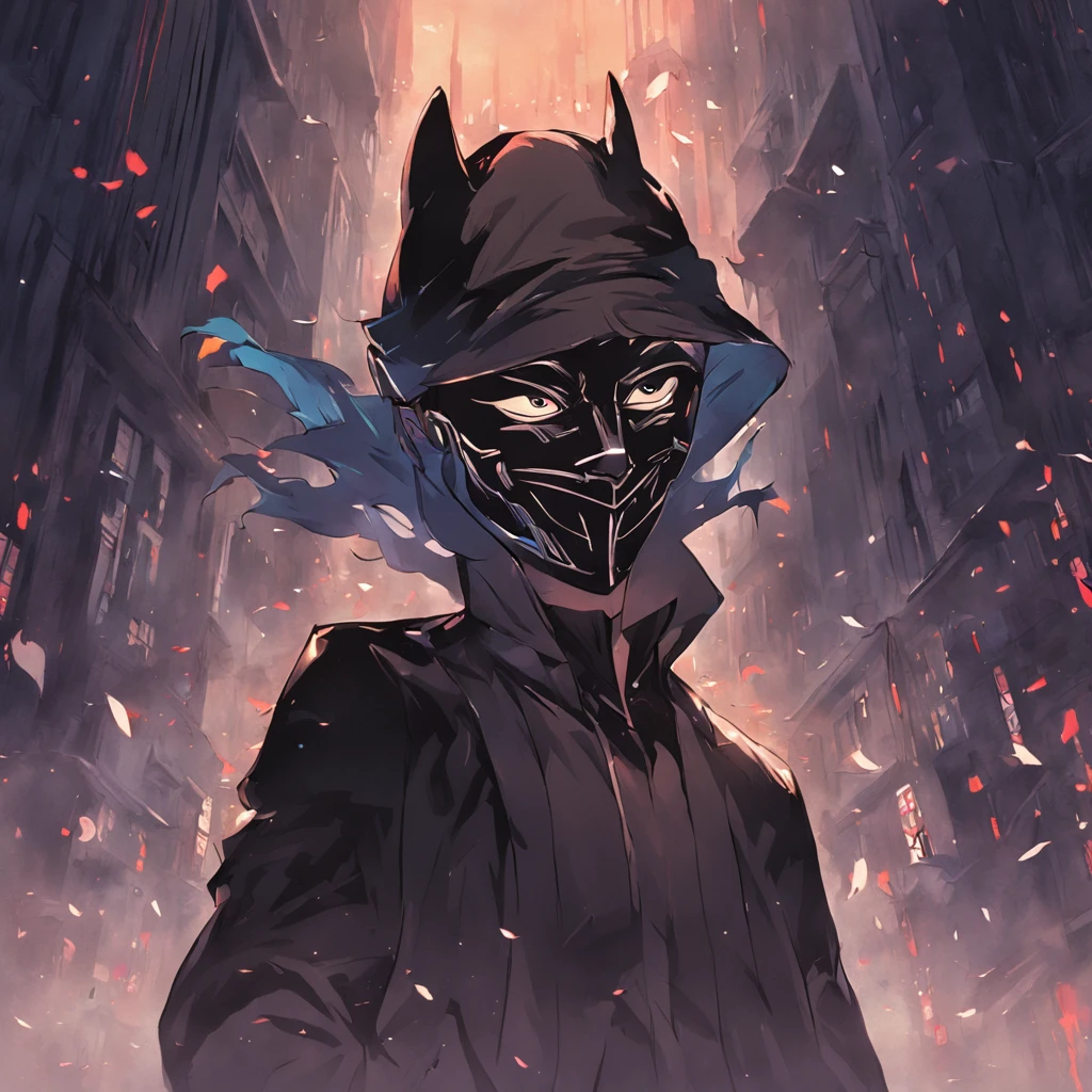 The hacker wearing the Guy Fawkes mask slowly took off his hat with his head down,The background is base-2,Wear black gloves on both hands