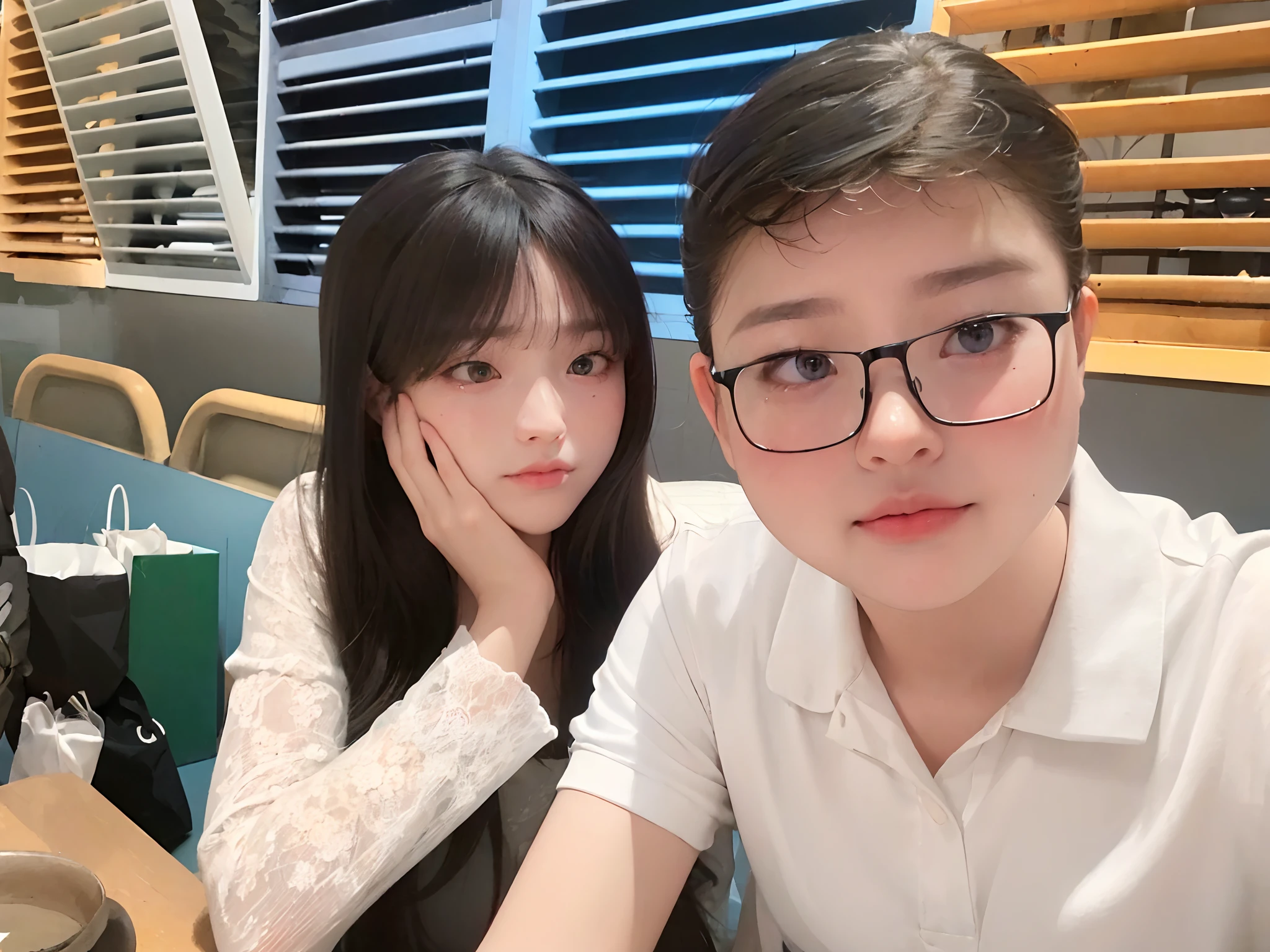 masterpiece, best quality, (dark photo:1.3), photorealistic, 1girl, flat bangs, stunning innocent symmetry face, shirt, emotional, ulzzang, (PureErosFace_V1:0.7)