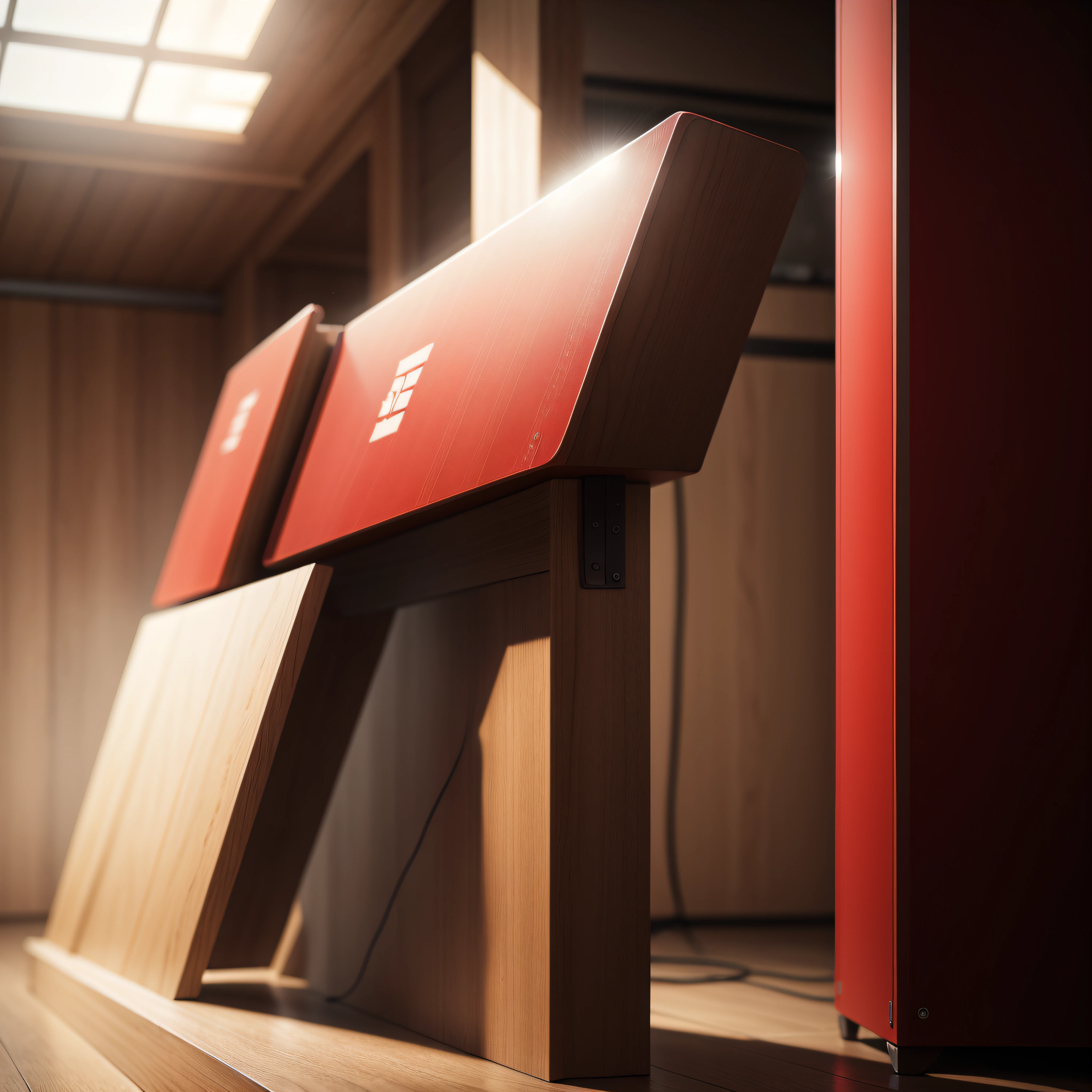 red low podium with light bottom realistic