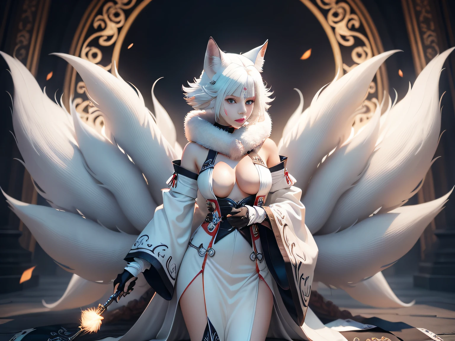 ((((White fox with 9 tails))))