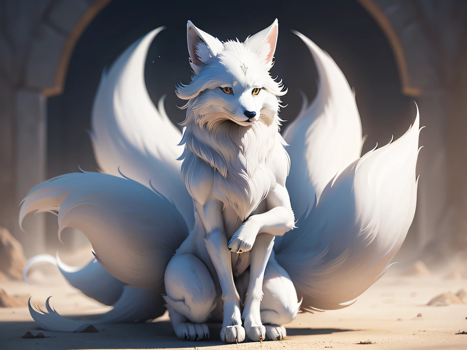 ((((White fox with 9 tails))))