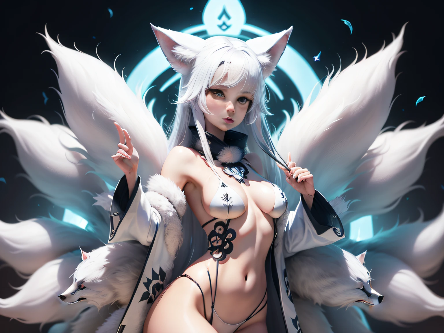 ((((White fox with 9 tails))))